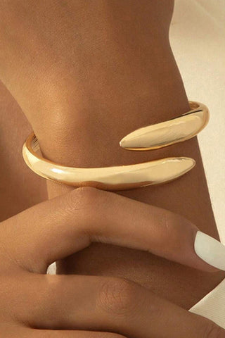 Polished Textured Stretch Open Bracelet