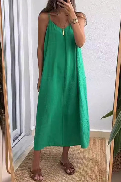 Casual Daily Solid Color V Neck Sling Dresses(7 Colors)