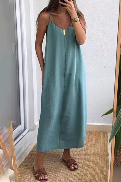 Casual Daily Solid Color V Neck Sling Dresses(7 Colors)