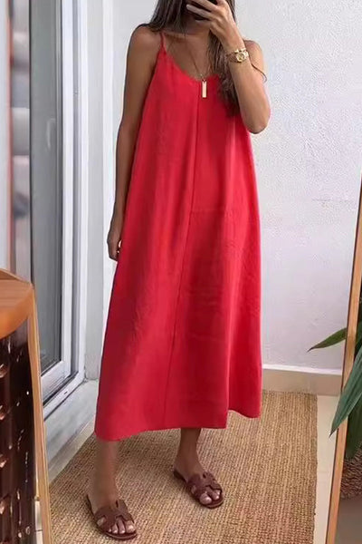 Casual Daily Solid Color V Neck Sling Dresses(7 Colors)