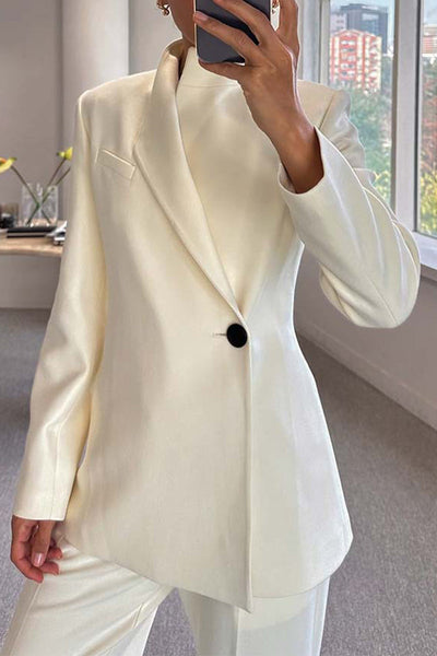 Casual Solid Color Buttons Turndown Collar Outerwear