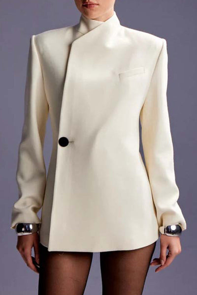 Casual Solid Color Buttons Turndown Collar Outerwear