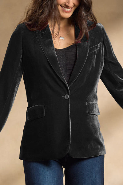 Casual Buttons Slit Velvet Turn-back Collar Outerwear(4 Colors)