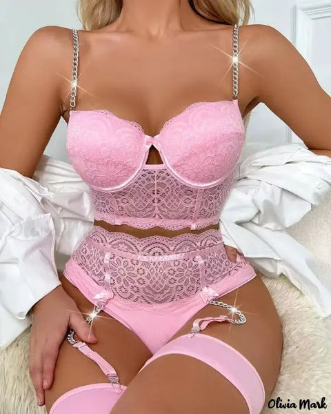 Olivia Mark - Lingerie set with lace garter