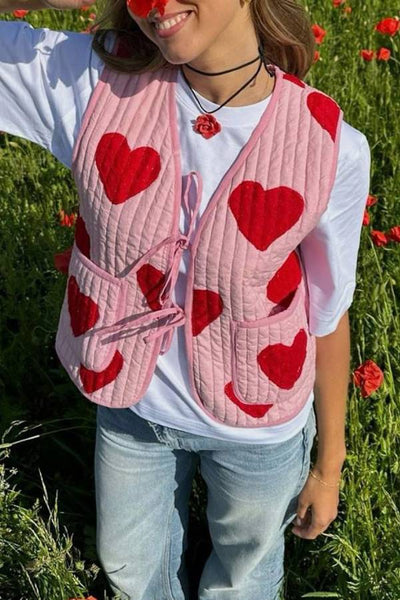 Tied Heart Vest with Pockets