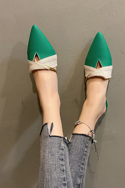 Fashionable Outer Wear Pointed Toe Simple Thick Heel Shoes