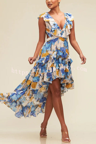 Boho Floral Print Sexy V-neck Backless Resort Maxi Dress