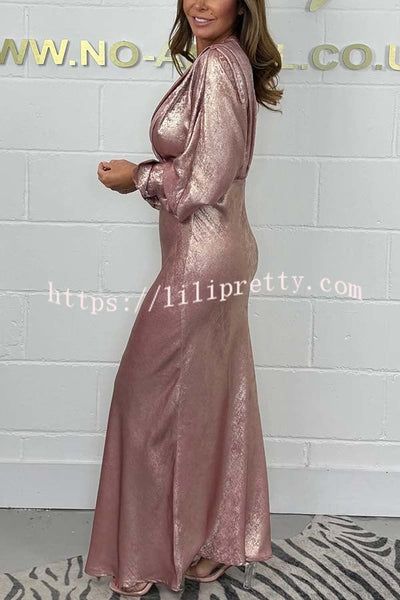 Making My Choice Metallic Fabric Dolman Long Sleeve Maxi Dress