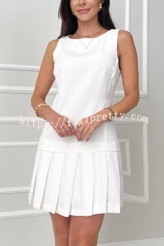 Follow Your Destiny Scoop Neck Sleeveless Pleated Mini Dress