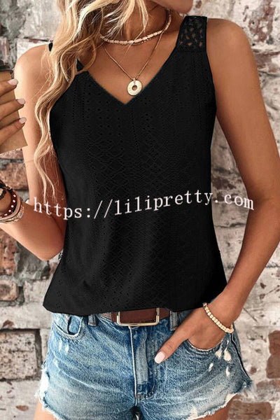 Solid Color Casual V-neck Hollow Back Vest Top