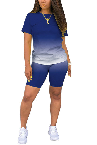 Gradient Color T-shirt Shorts Set