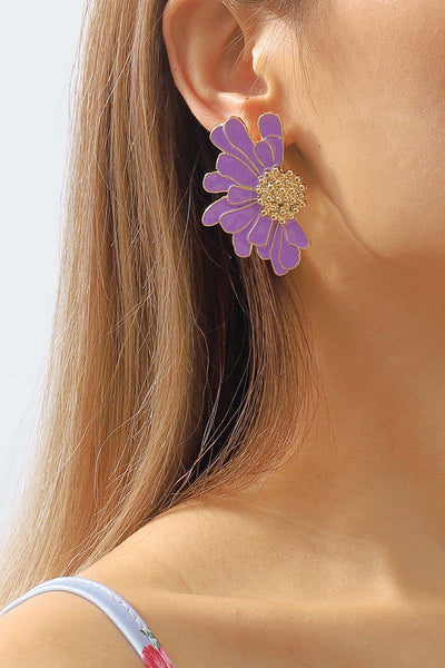 Retro Alloy Flower Stud Earrings