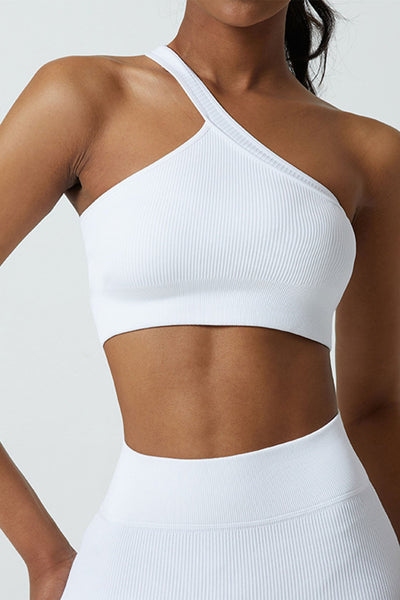 Solid Color One Shoulder Crop Top