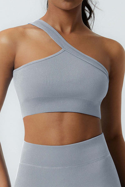 Solid Color One Shoulder Crop Top