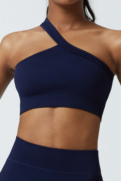 Solid Color One Shoulder Crop Top