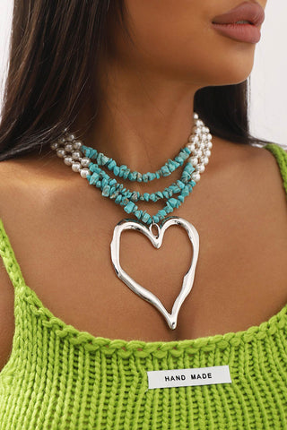 Stacking Pearl Turquoise Necklace