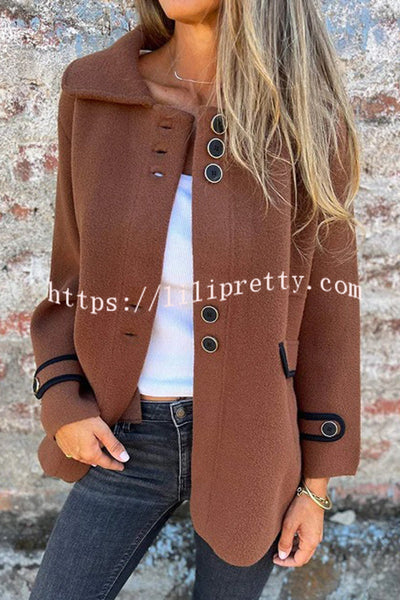 Solid Color Lapel Long Sleeve Button Loose Coat