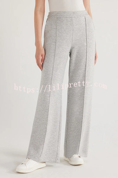 Weather Gets Cold Solid Color V-neck Top and Elastic Waist Pocketed Lounge Pants Set