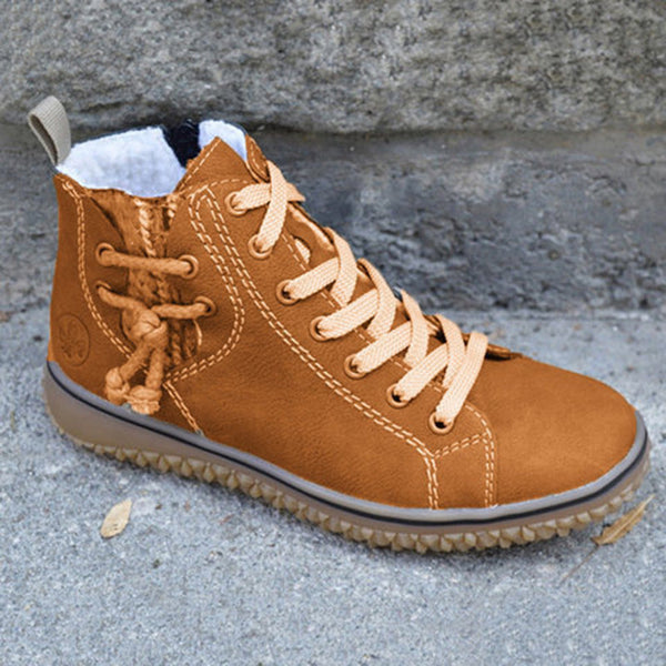 Fashionable Flat Lace-up Padded Martin Boots