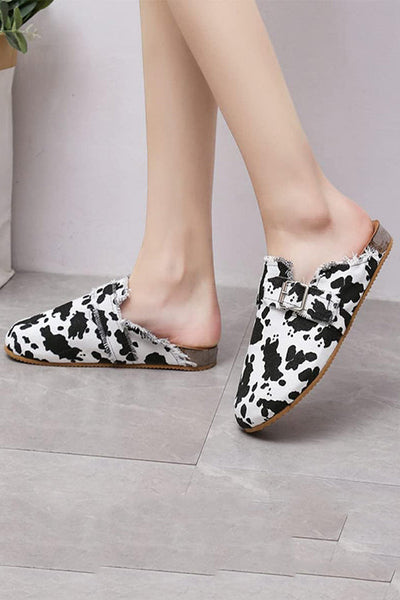 Fashionable Printed Raw Edge Flat Casual Shoes