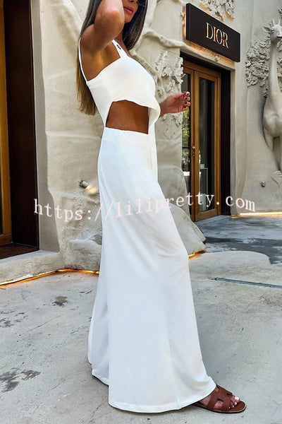 Sexy Sleeveless Waist-baring Loose Beach Holiday Jumpsuit