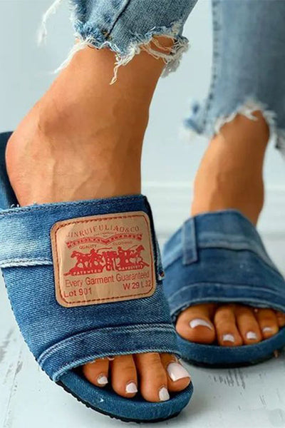 Denim Open Toe Slippers