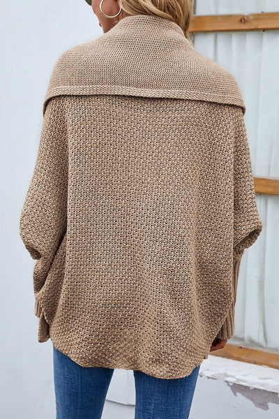 Solid Color Dolman Sleeve Elegant Knitted Cardigan