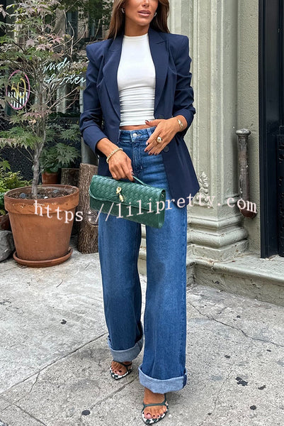 Weekend Plans High Rise Pocketed Straight Wide Leg Jeans