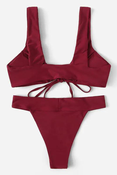 Solid Tied Bikini Set - girlyrose.com