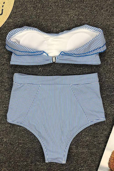 Stripe Ruffles Bikini Set - girlyrose.com