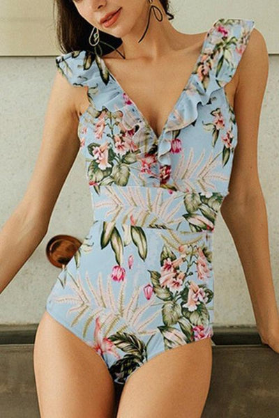 Ruffles Stripe One-piece Swimwear - girlyrose.com