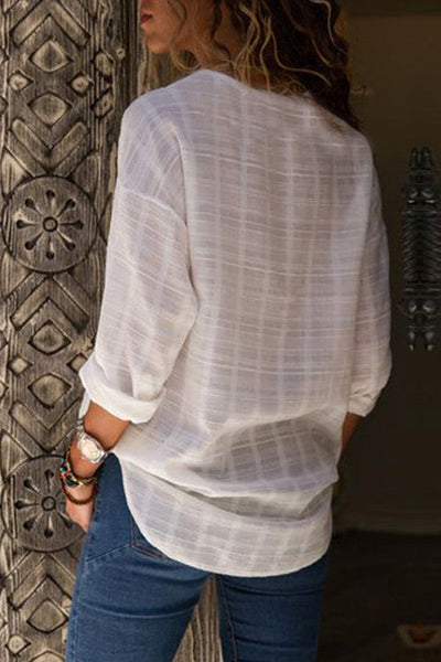 Cut V Neck Blouse