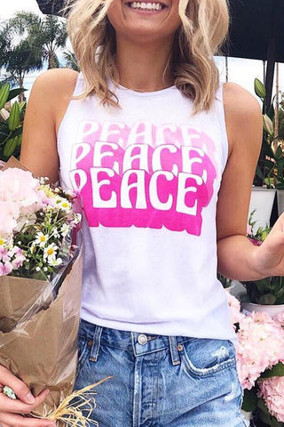 Peace O Neck Tank Top - girlyrose.com