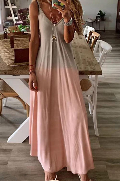 Gradient Slip Maxi Dress - girlyrose.com