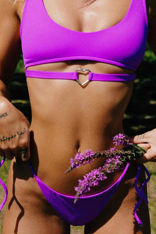 Heart Hollow Lace Up Bikini Set - girlyrose.com