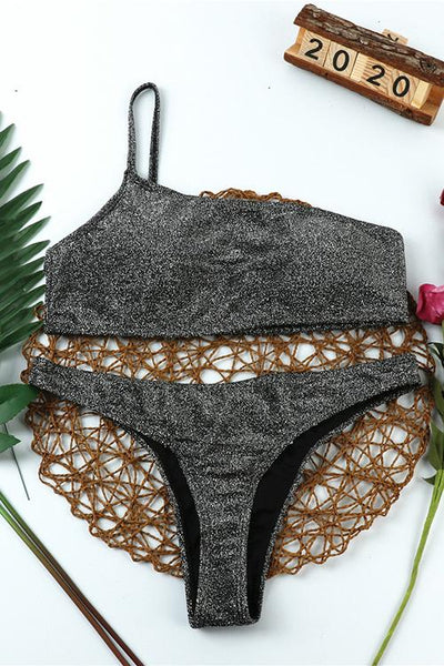 Sparkle One Shoulder Bikini Set - girlyrose.com