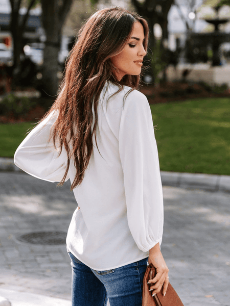 MARLENA BALLOON SLEEVE TOP - WHITE