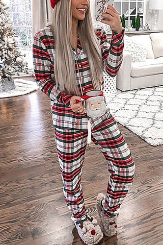 Fashion Living Plaid Patchwork Turndown Collar Two Pieces