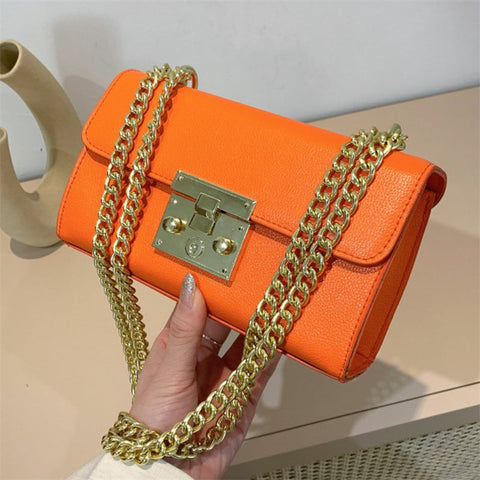 Fashion Casual Solid Patchwork Chains Shoulder Bag