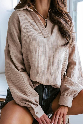 Casual Solid Patchwork Turndown Collar Tops