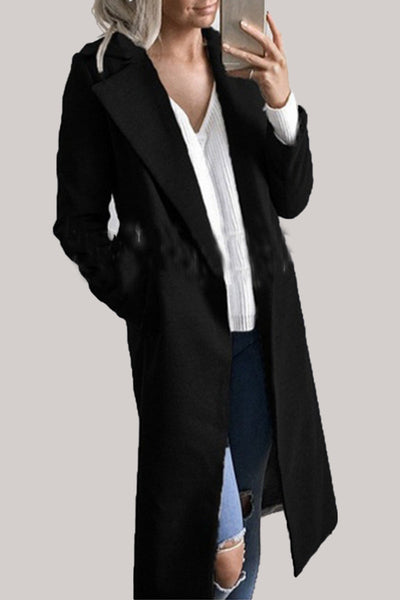 Casual Work Solid Color Turndown Collar Outerwear(4 Colors)