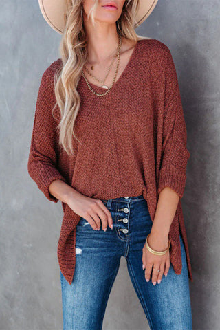 Casual Solid Color V Neck Sweaters