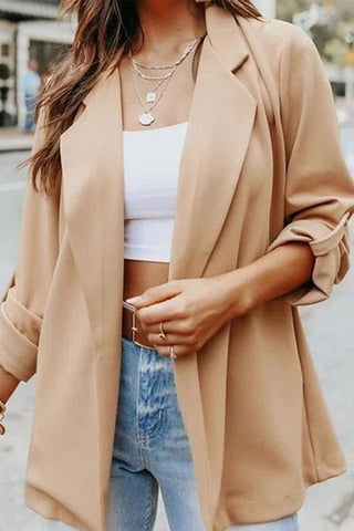 Elegant Solid Solid Color V Neck Outerwear