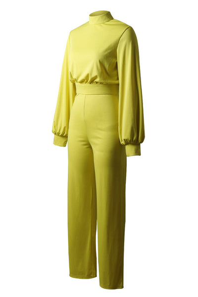 Casual Solid Color Half A Turtleneck Straight Jumpsuits(3 Colors)