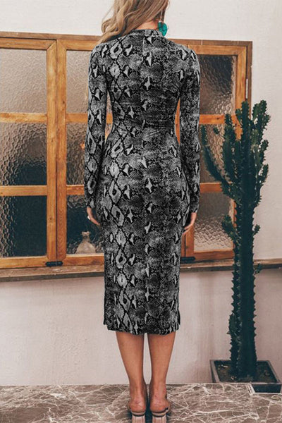 Sexy Print Printing Half A Turtleneck Printed Dress Dresses