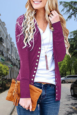 Casual Solid Buttons Solid Color Cardigan Collar Tops