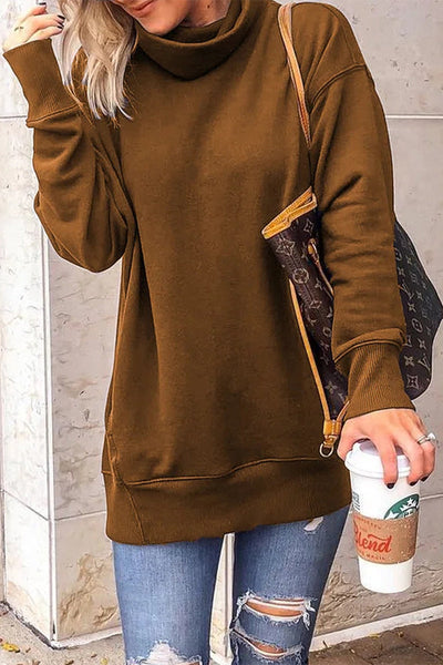 Solid Solid Color Half A Turtleneck Tops