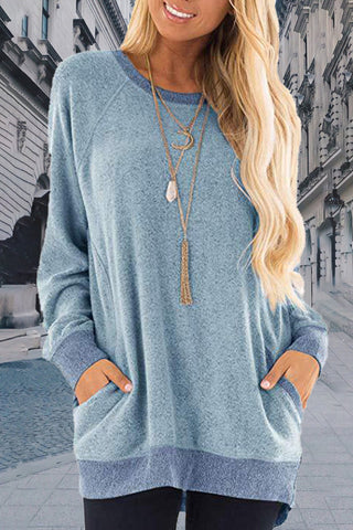 Casual Elegant Solid Contrast O Neck Tops