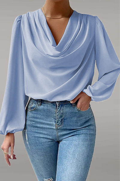 Casual Solid Patchwork U Neck Tops