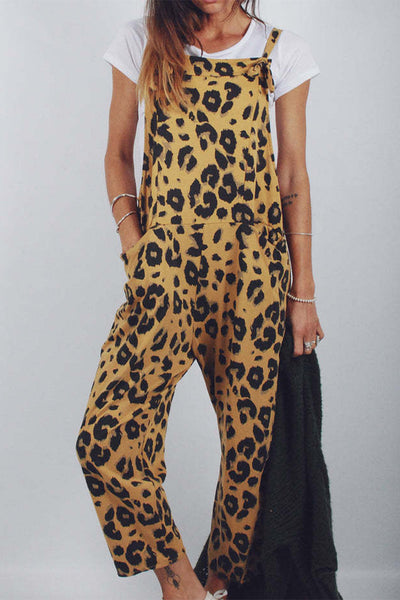 Casual College Leopard Patchwork Loose Jumpsuits(5 Colors)